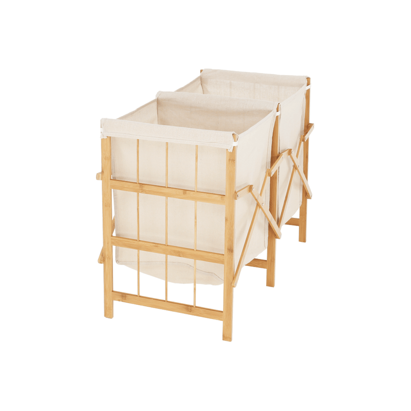 Market - Spalare si intretinere rufe - Uscatoare de rufe si accesorii - Cos pentru rufe cu doua compartimente, natural/bej, NORDIS - Infinity.ro