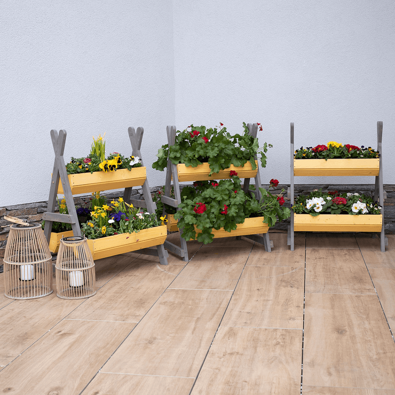 Casa si Gradina - Gradinarit si plante - Plante si ghivece - Ghivece si suporturi - Suport pentru flori din lemn, natural / gri, BERON - Infinity.ro