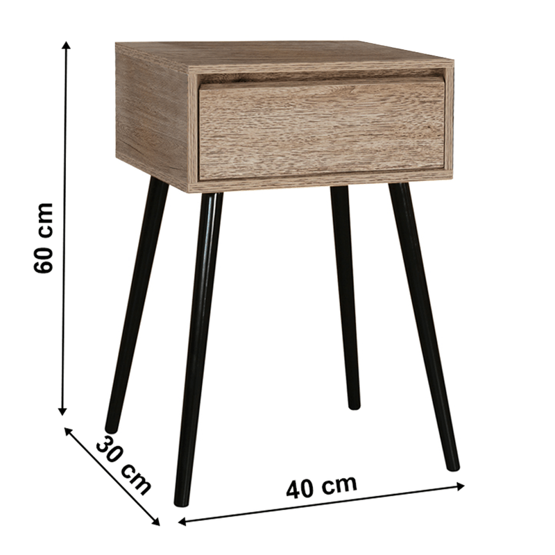 Casa si Gradina - Mobilier - Comode si corpuri - Noptiere - Noptiera / masa, stejar / negru, ALYSANDRA TYPE 1 - Infinity.ro