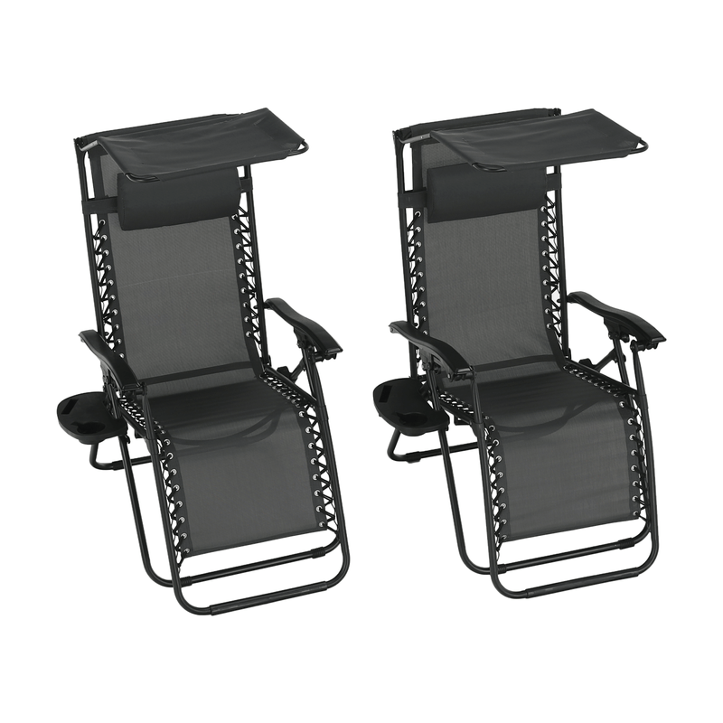Casa si Gradina - Gradina si terasa - Mobilier exterior - Scaune si sezlonguri gradina - Set de 2 scaune reglabile de gradina, gri, KASPIAN - Infinity.ro
