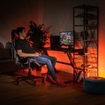 Casa si Gradina - Mobilier - Scaune si fotolii - Scaune - Scaun de birou / joc cu difuzoare Bluetooth, negru / rosu, CARPI - Infinity.ro