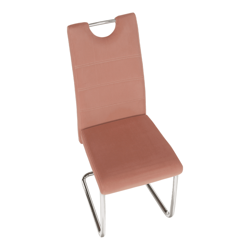 Casa si Gradina - Mobilier - Scaune si fotolii - Scaune - Scaun de luat masa, tesatura de catifea roz / cusaturi deschise, ABIRA NEW - Infinity.ro