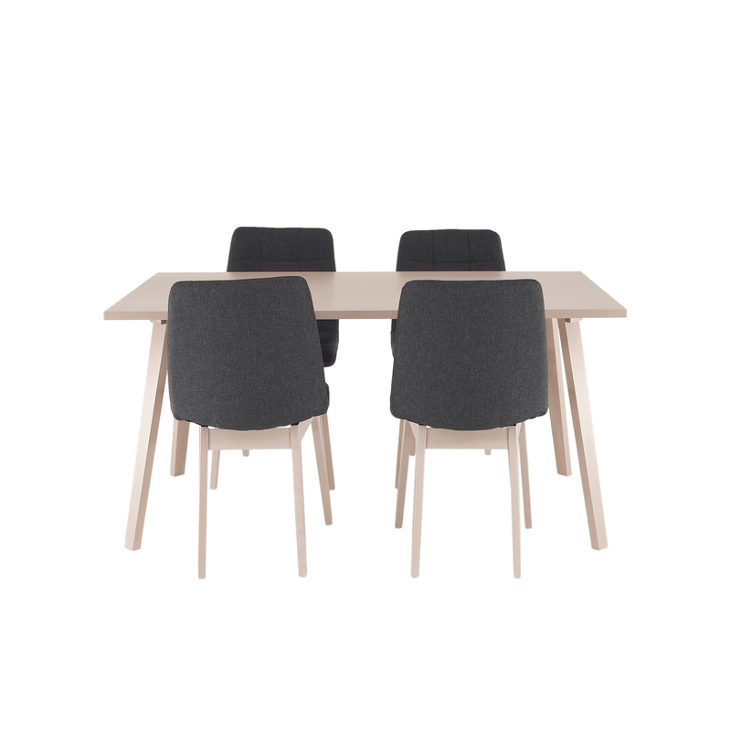 Casa si Gradina - Mobilier - Seturi de mobilier - Seturi mese si scaune - Set de masa, fag deschis / tesatura gri, GALIO 1 + 4 - Infinity.ro