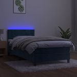 Casa si Gradina - Mobilier - Paturi si accesorii - Paturi - Pat cu arcuri, saltea si LED, bleumarin, 90x190 cm, catifea - Infinity.ro