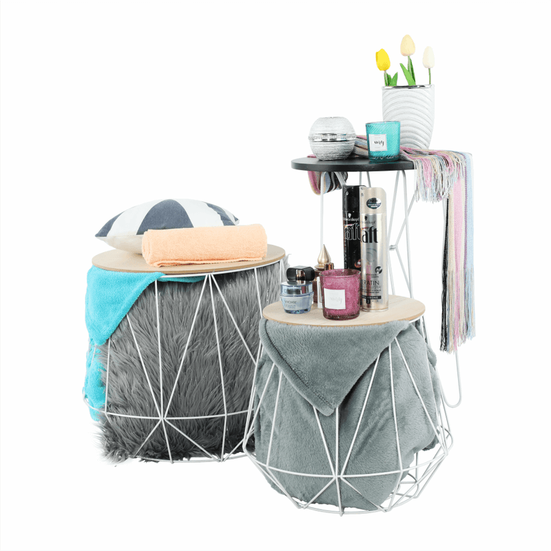 Casa si Gradina - Mobilier - Mese si birouri - Masute de cafea - Set masute auxiliare, natural/alb, DALUX - Infinity.ro