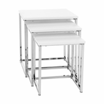 Casa si Gradina - Mobilier - Mese si birouri - Masute de cafea - Set 3 masute de cafea, alb mat/crom, MAGNO TYP 3 - Infinity.ro