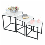 Casa si Gradina - Mobilier - Mese si birouri - Masute de cafea - Set 3 masute de cafea, alb mat/negru, KASTLER TYP 3 - Infinity.ro
