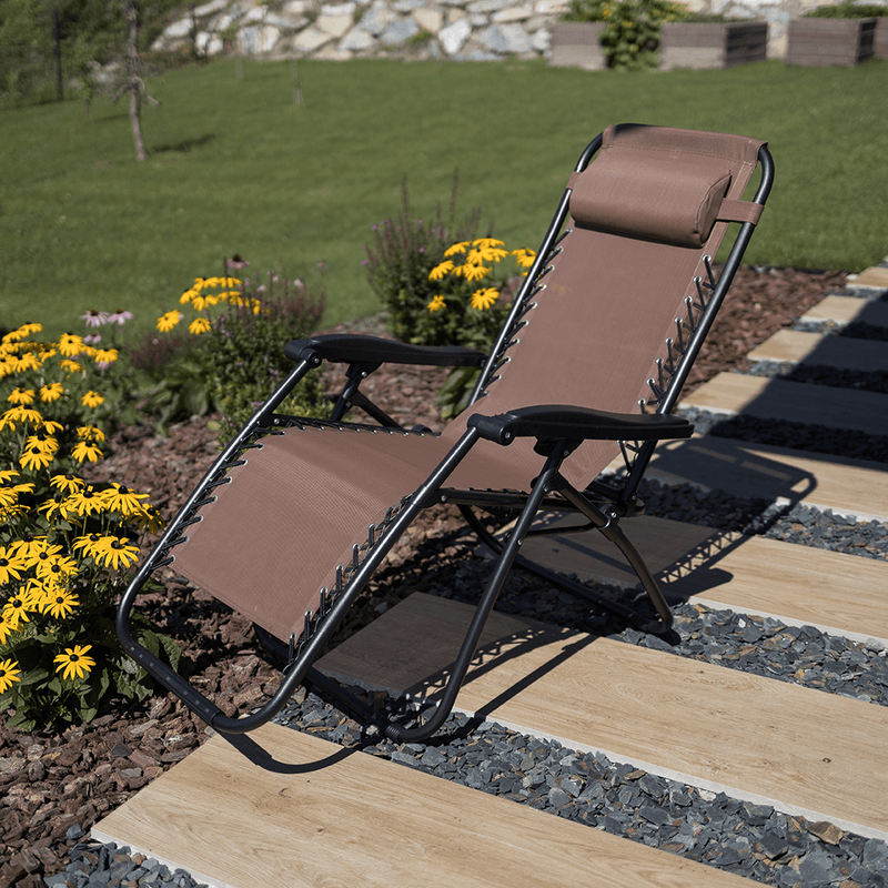 Casa si Gradina - Gradina si terasa - Mobilier exterior - Scaune si sezlonguri gradina - Sezlong de gradina reglabil, maro deschis, GERALD - Infinity.ro