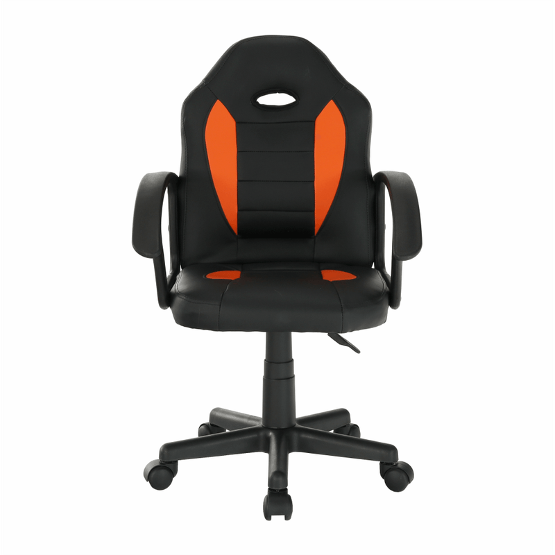 Casa si Gradina - Mobilier - Scaune si fotolii - Fotolii - Fotoliu de birou, piele ecologica neagra / portocalie, MADAN NEW - Infinity.ro