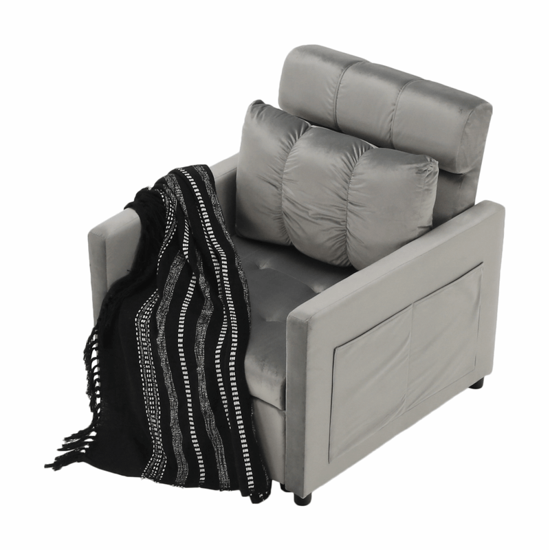 Casa si Gradina - Mobilier - Scaune si fotolii - Fotolii - Fotoliu extensibil, catifea Velvet gri deschis, IGRIM - Infinity.ro