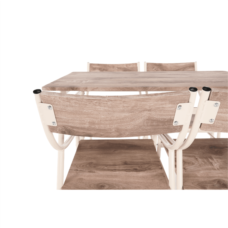 Casa si Gradina - Mobilier - Seturi de mobilier - Seturi mese si scaune - Set de luat masa, stejar canyon / bej,  KIMBY SET 1+5 - Infinity.ro