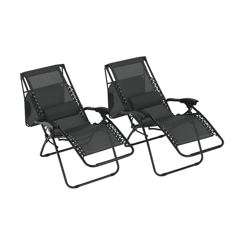 Casa si Gradina - Gradina si terasa - Mobilier exterior - Scaune si sezlonguri gradina - Set de 2 scaune reglabile de gradina, gri, KASPIAN - Infinity.ro