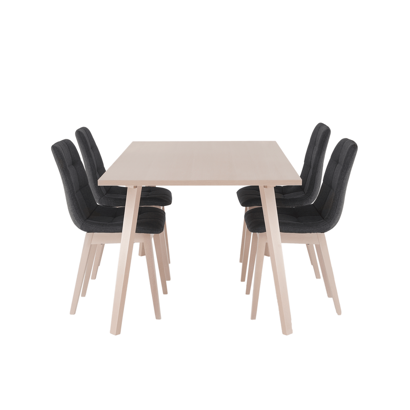 Casa si Gradina - Mobilier - Seturi de mobilier - Seturi mese si scaune - Set de masa, fag deschis / tesatura gri, GALIO 1 + 4 - Infinity.ro