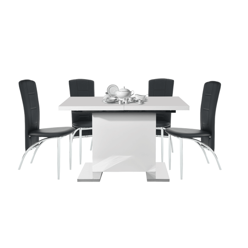 Casa si Gradina - Mobilier - Mese si birouri - Mese bucatarie si dining - Masa dining, alba HG, 120-160x80 cm, IRAKOL - Infinity.ro