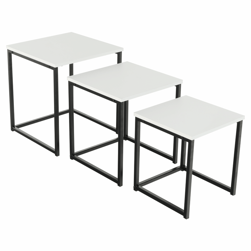 Casa si Gradina - Mobilier - Mese si birouri - Masute de cafea - Set 3 masute de cafea, alb mat/negru, KASTLER TYP 3 - Infinity.ro