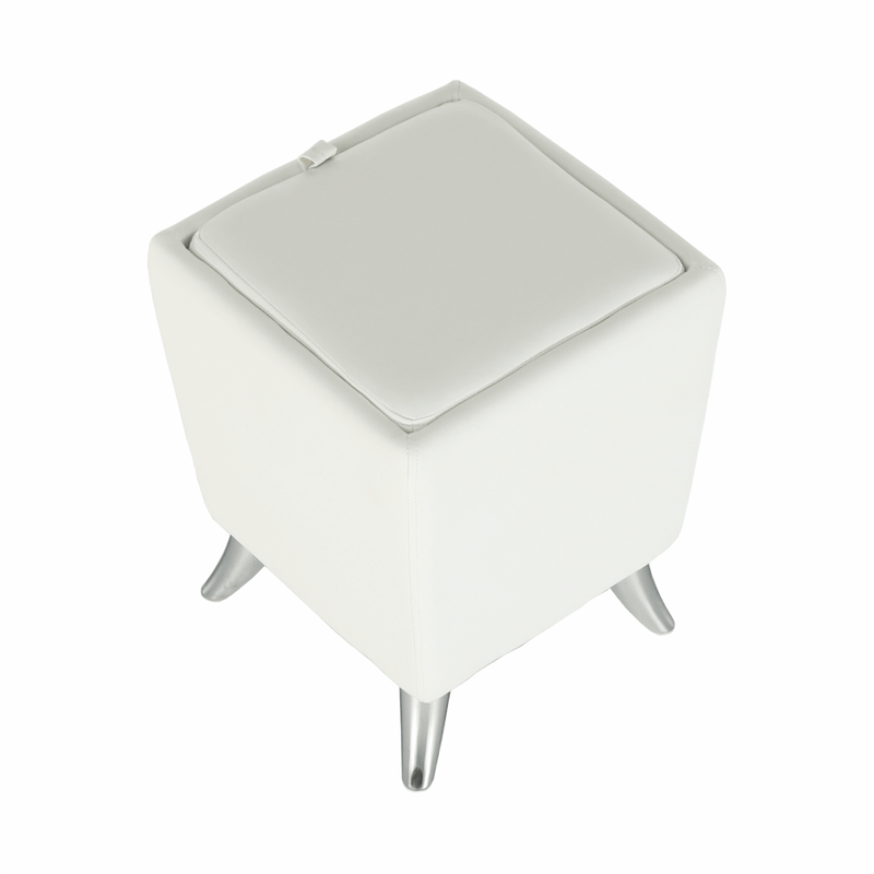 Casa si Gradina - Mobilier - Scaune si fotolii - Tabureti - Taburet, piele ecologica alba/picioare cromate, DARS NEW - Infinity.ro