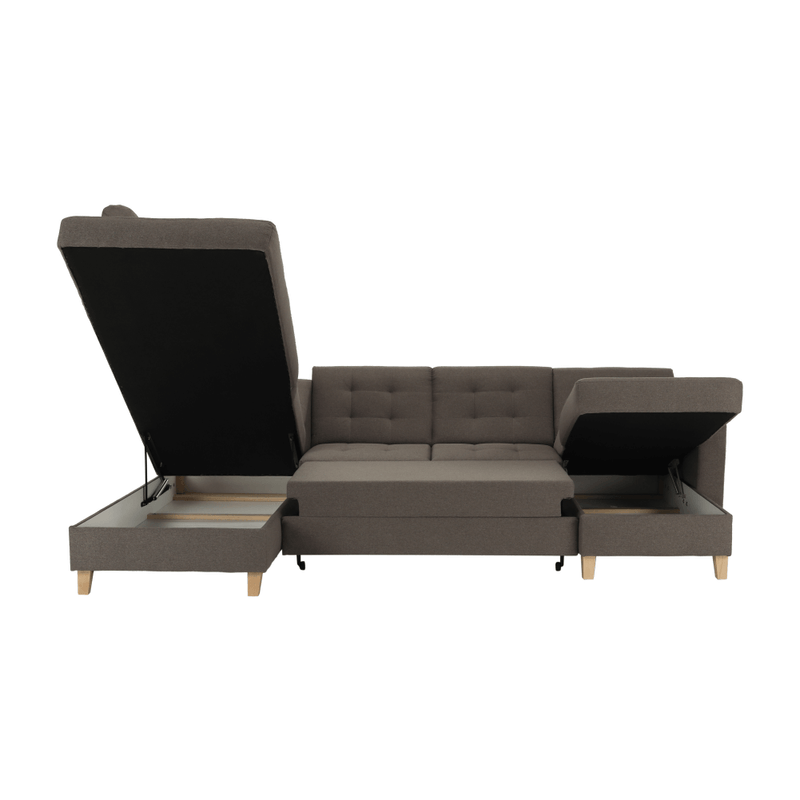 Casa si Gradina - Mobilier - Canapele si coltare - Coltare - Coltar, material textil gri maroniu TAUPE, model dreapta, BRIDGET - Infinity.ro