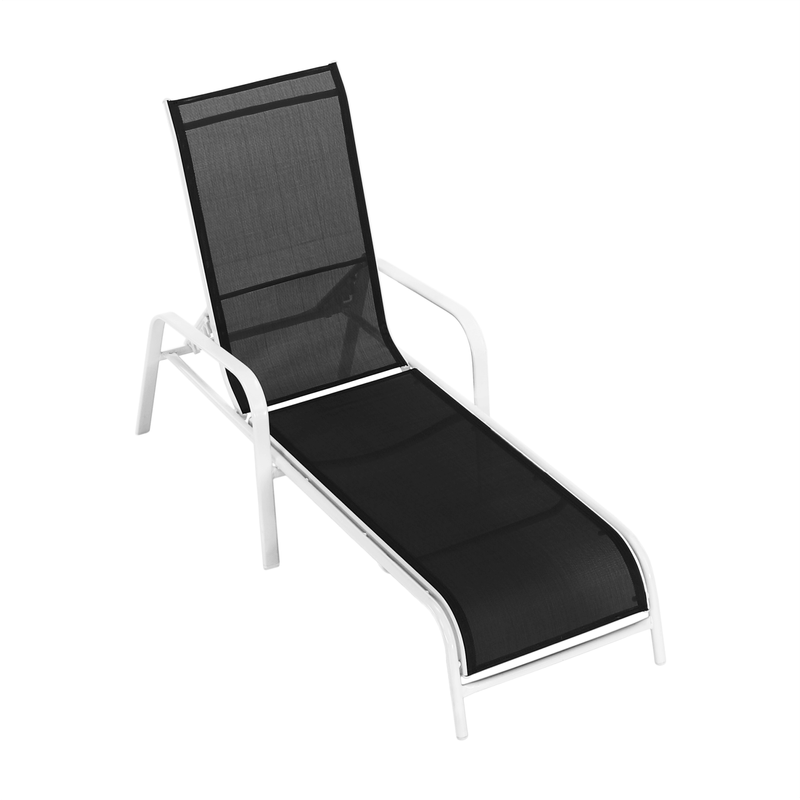 Casa si Gradina - Gradina si terasa - Mobilier exterior - Scaune si sezlonguri gradina - Sezlong de gradina reglabil, gri/alb, ATREO - Infinity.ro