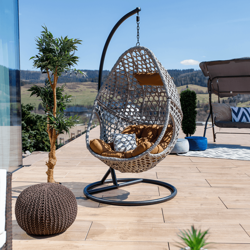 Casa si Gradina - Exterior - Activitati in aer liber - Scaun suspendat, gri / negru / maro, NEUL - Infinity.ro