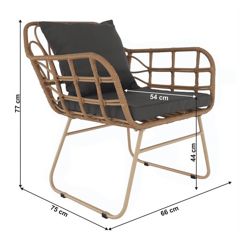 Casa si Gradina - Gradina si terasa - Mobilier exterior - Seturi mobila gradina - Set de gradina din 4 piese din ratan, natural / gri, TAJRO - Infinity.ro