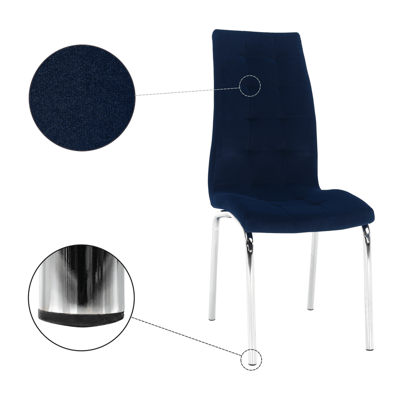 Casa si Gradina - Mobilier - Scaune si fotolii - Scaune - Scaun de masa, tesatura albastra din catifea / crom, GERDA NEW - Infinity.ro