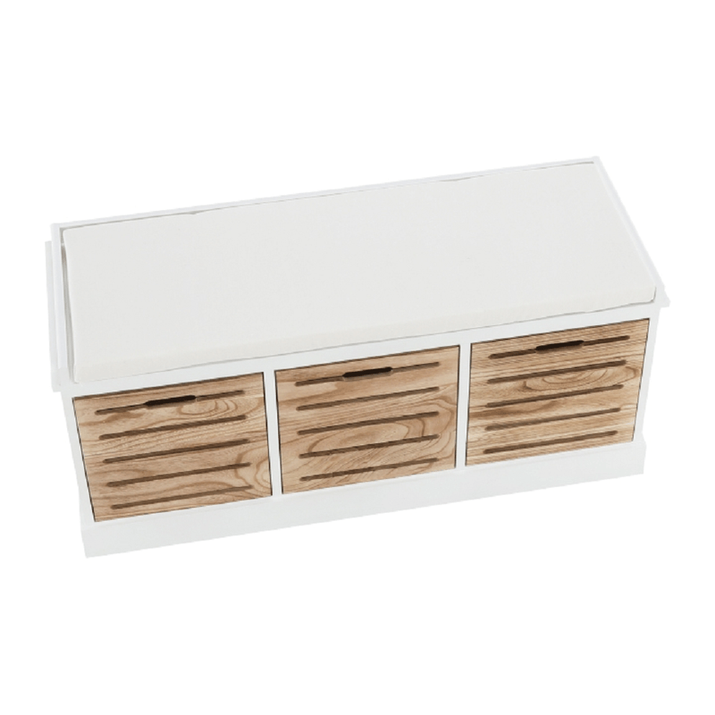 Casa si Gradina - Mobilier - Organizare si depozitare - Bancute - Banca cu 3 sertare, alb/miere, TEDRA NEW - Infinity.ro