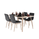 Casa si Gradina - Mobilier - Seturi de mobilier - Seturi mese si scaune - Set de masa, fag deschis / tesatura gri, GALIO 1 + 4 - Infinity.ro