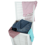 Casa si Gradina/Sanitare/Suporturi si accesorii baie/Accesorii baie - Cos de rufe, bambus lacuit/alb/bej, BASKET - Infinity.ro