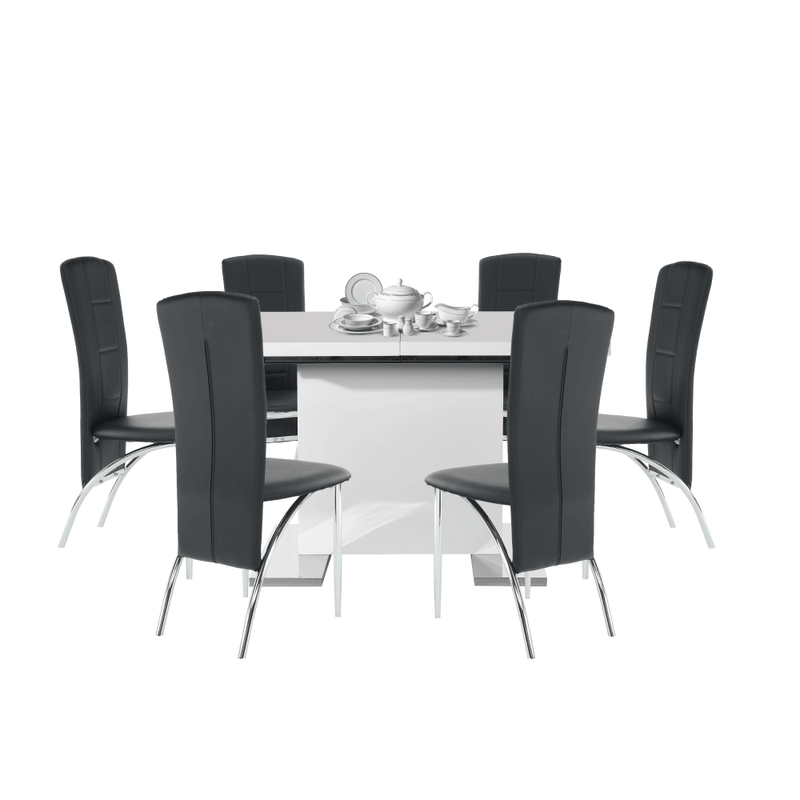 Casa si Gradina - Mobilier - Mese si birouri - Mese bucatarie si dining - Masa dining, alba HG, 120-160x80 cm, IRAKOL - Infinity.ro