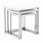 Casa si Gradina - Mobilier - Mese si birouri - Masute de cafea - Set 3 masute de cafea, alb mat/crom, MAGNO TYP 3 - Infinity.ro