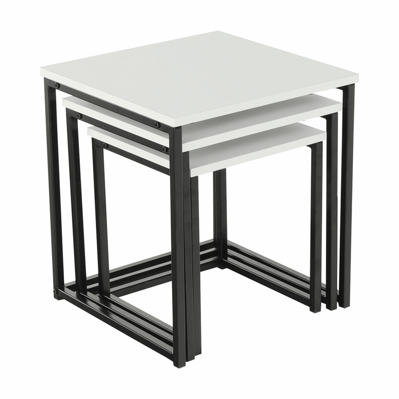 Casa si Gradina - Mobilier - Mese si birouri - Masute de cafea - Set 3 masute de cafea, alb mat/negru, KASTLER TYP 3 - Infinity.ro