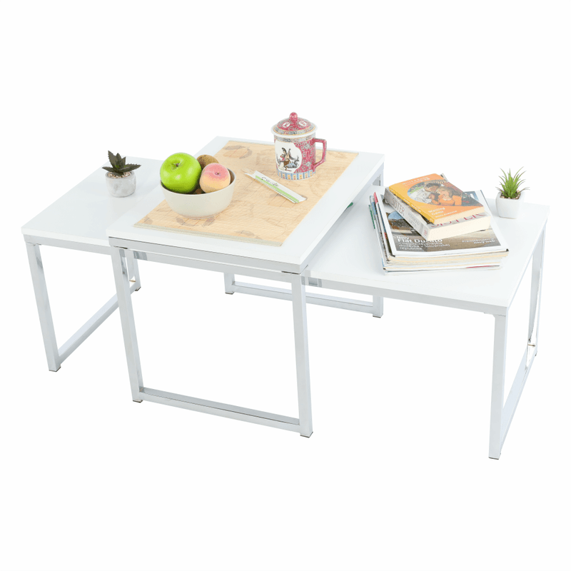 Casa si Gradina - Mobilier - Mese si birouri - Masute de cafea - Set 2 masute de cafea, alb mat/crom, MAGNO TYP 2 - Infinity.ro