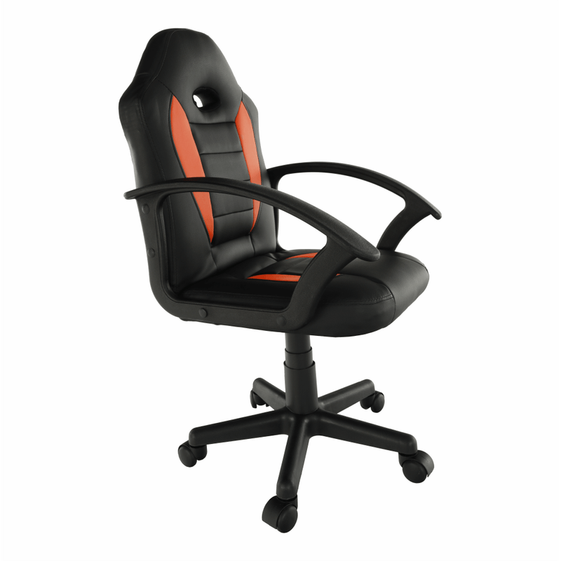 Casa si Gradina - Mobilier - Scaune si fotolii - Fotolii - Fotoliu de birou, piele ecologica neagra / portocalie, MADAN NEW - Infinity.ro