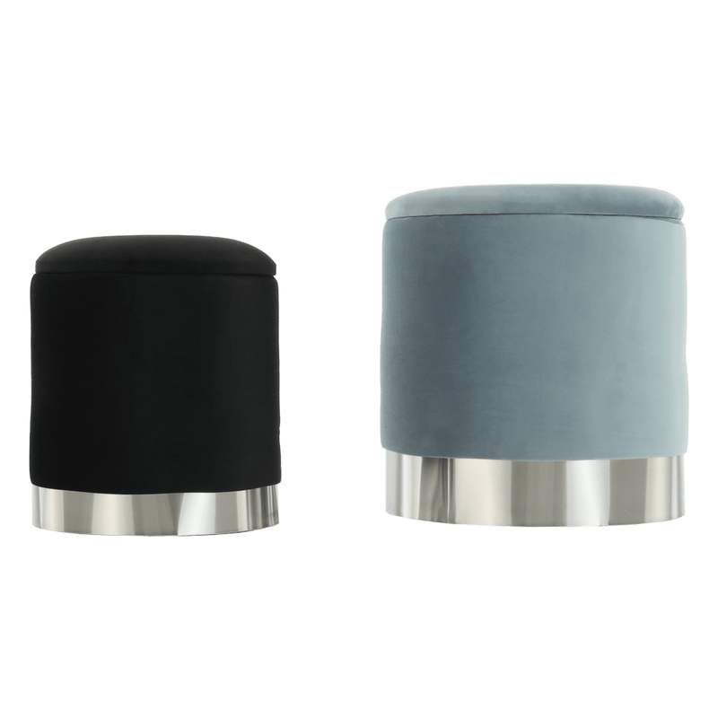 Casa si Gradina - Mobilier - Scaune si fotolii - Tabureti - Set doua taburete, gri/crom argintiu si negru/crom argintiu, AIGUL SET - Infinity.ro