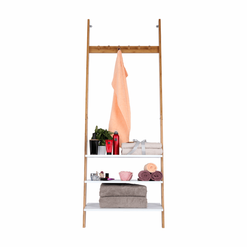Casa si Gradina - Mobilier - Organizare si depozitare - Cuiere - Cuier cu rafturi, alb/bambus, MARIKE TYP 2 - Infinity.ro