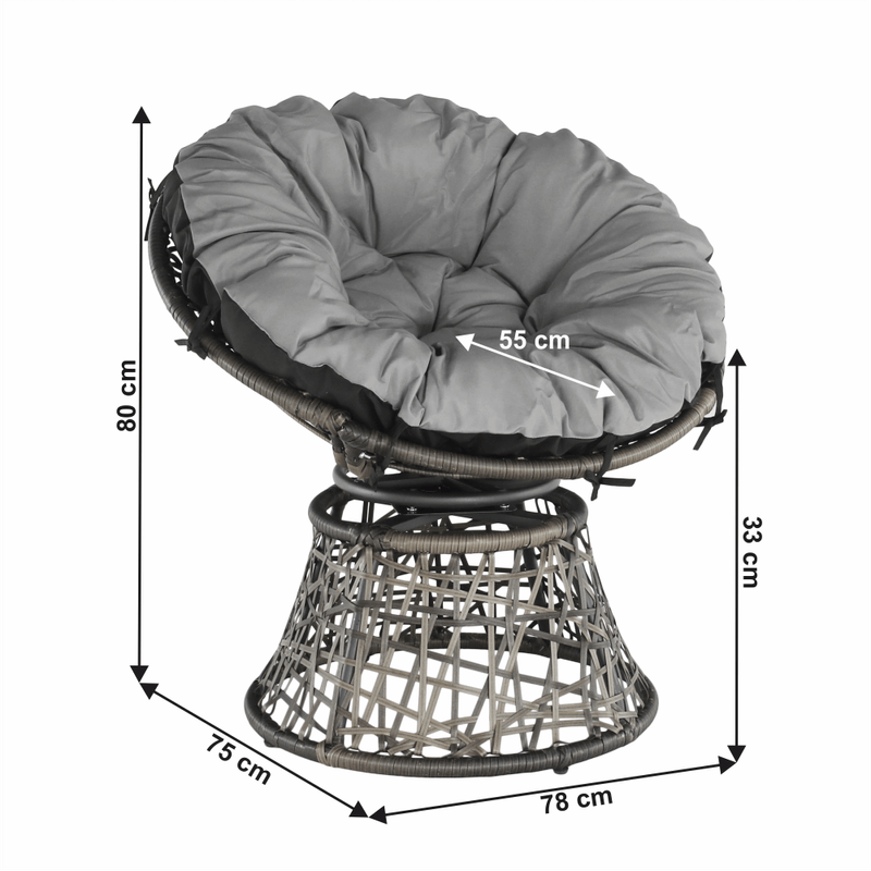 Casa si Gradina - Gradina si terasa - Mobilier exterior - Canapele si fotolii gradina - Fotoliu rotativ cu perna, gri/negru/gri deschis, TRISS - Infinity.ro