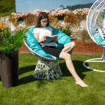 Casa si Gradina - Gradina si terasa - Mobilier exterior - Canapele si fotolii gradina - Fotoliu rotativ cu perna, alb/petrol albastru, TRISS - Infinity.ro