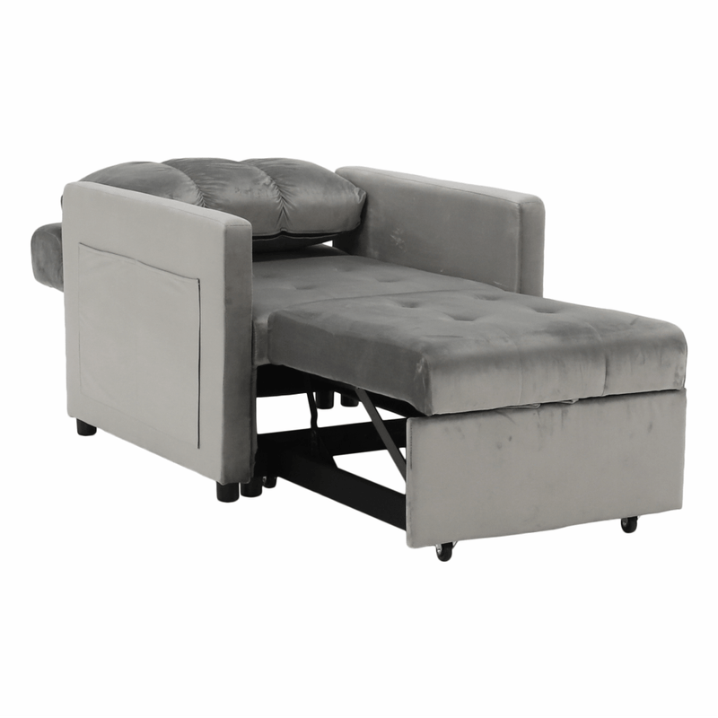 Casa si Gradina - Mobilier - Scaune si fotolii - Fotolii - Fotoliu extensibil, catifea Velvet gri deschis, IGRIM - Infinity.ro