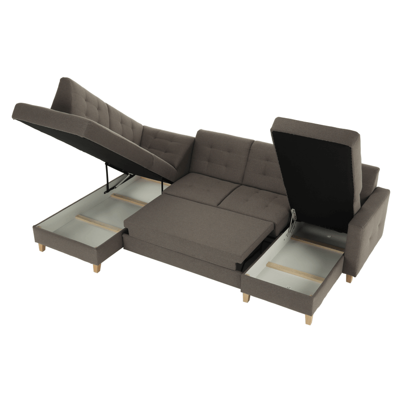 Casa si Gradina - Mobilier - Canapele si coltare - Coltare - Coltar, material textil gri maroniu TAUPE, model dreapta, BRIDGET - Infinity.ro