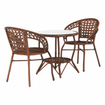 Casa si Gradina - Gradina si terasa - Mobilier exterior - Seturi mobila gradina - Set de gradina din rattan, 1+2, maro, JARUB - Infinity.ro