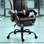 Casa si Gradina - Mobilier - Scaune si fotolii - Fotolii - Fotoliu birou/gaming cu suport pentru picioare, negru/gri, TARUN - Infinity.ro