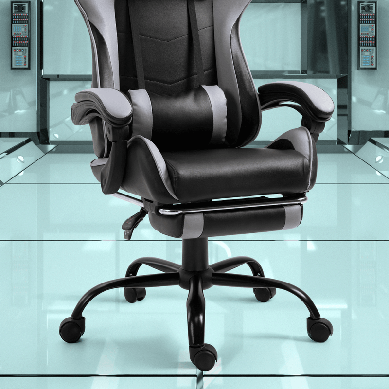 Casa si Gradina - Mobilier - Scaune si fotolii - Fotolii - Fotoliu birou/gaming cu suport pentru picioare, negru/gri, TARUN - Infinity.ro