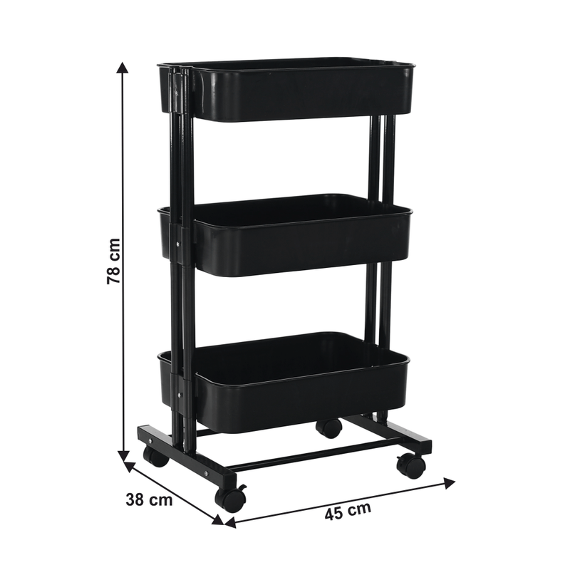 Casa si Gradina - Mobilier - Biblioteci si rafturi - Etajere - Etajera mobila, negru, VERNON - Infinity.ro