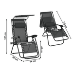 Casa si Gradina - Gradina si terasa - Mobilier exterior - Scaune si sezlonguri gradina - Set de 2 scaune reglabile de gradina, gri, KASPIAN - Infinity.ro