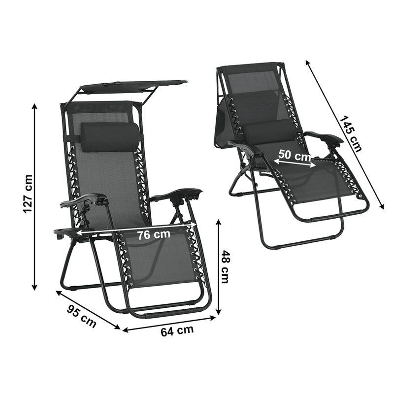 Casa si Gradina - Gradina si terasa - Mobilier exterior - Scaune si sezlonguri gradina - Set de 2 scaune reglabile de gradina, gri, KASPIAN - Infinity.ro