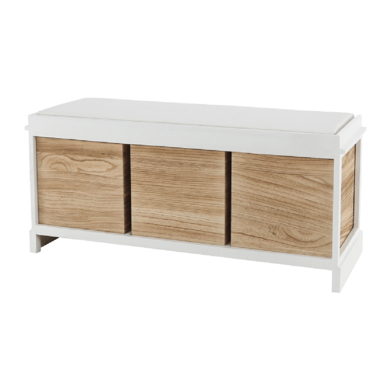 Casa si Gradina - Mobilier - Organizare si depozitare - Bancute - Banca cu 3 sertare, alb/miere, TEDRA NEW - Infinity.ro
