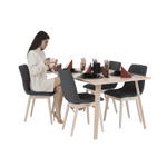 Casa si Gradina - Mobilier - Seturi de mobilier - Seturi mese si scaune - Set de masa, fag deschis / tesatura gri, GALIO 1 + 4 - Infinity.ro