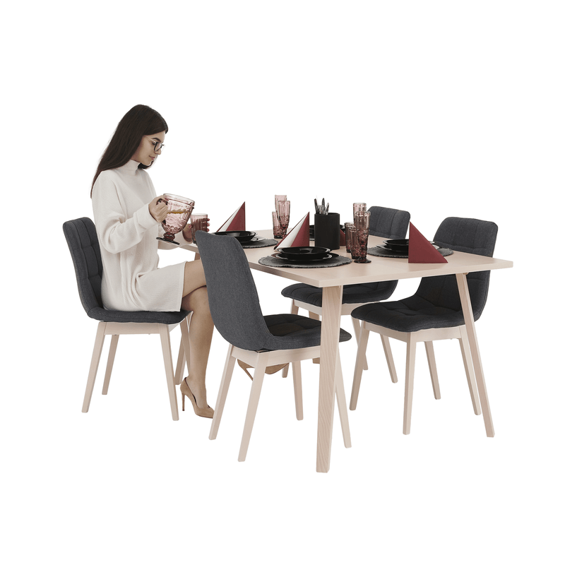 Casa si Gradina - Mobilier - Seturi de mobilier - Seturi mese si scaune - Set de masa, fag deschis / tesatura gri, GALIO 1 + 4 - Infinity.ro