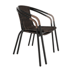 Casa si Gradina - Gradina si terasa - Mobilier exterior - Scaune si sezlonguri gradina - Scaun stivuibil, rachita sintetica maro/metal negru, DOREN - Infinity.ro