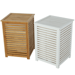Casa si Gradina/Sanitare/Suporturi si accesorii baie/Accesorii baie - Cos de rufe, bambus lacuit/alb/bej, BASKET - Infinity.ro